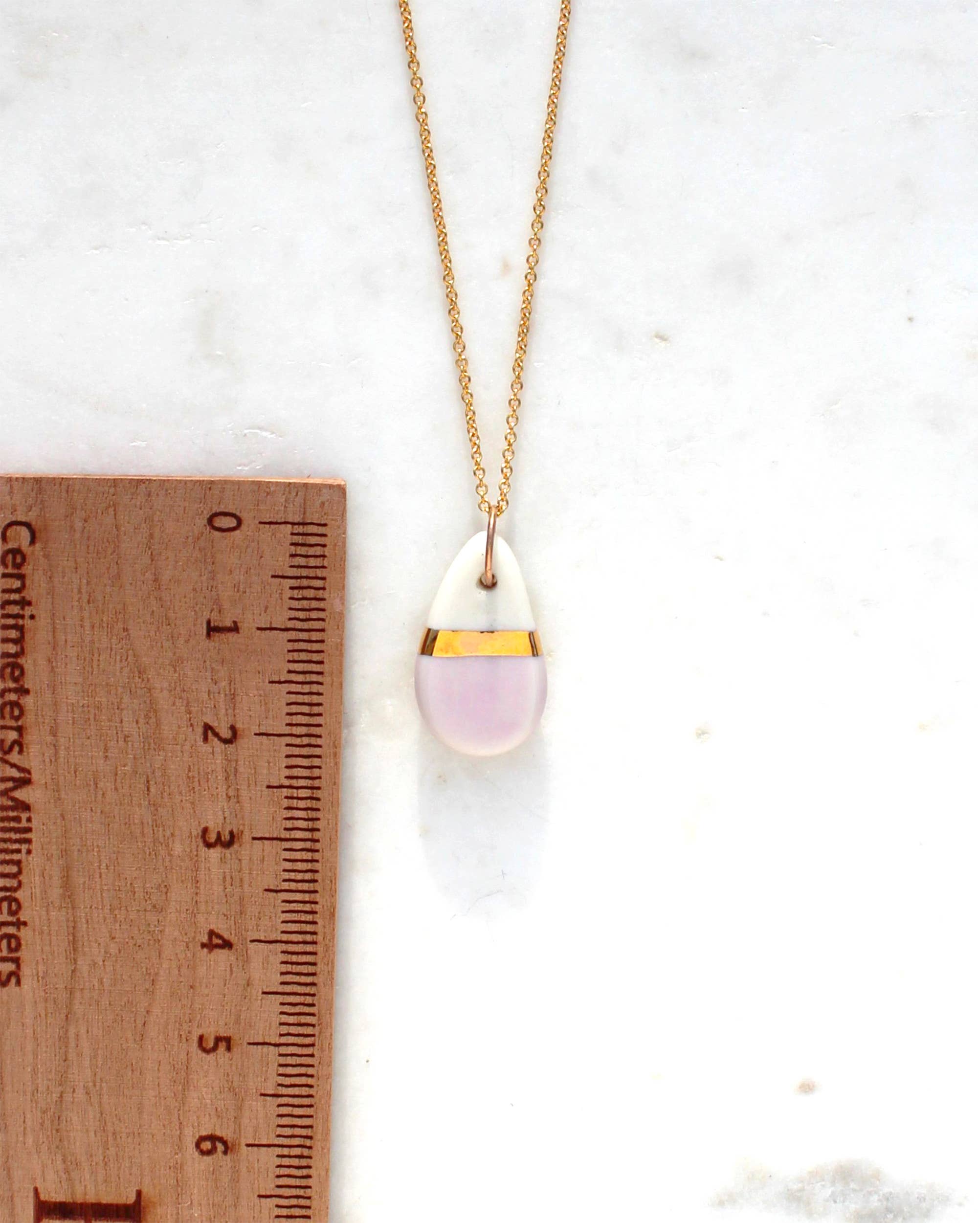 Juno Teardrop Necklace - Aqua or Lilac Glaze: Lilac/Gold
