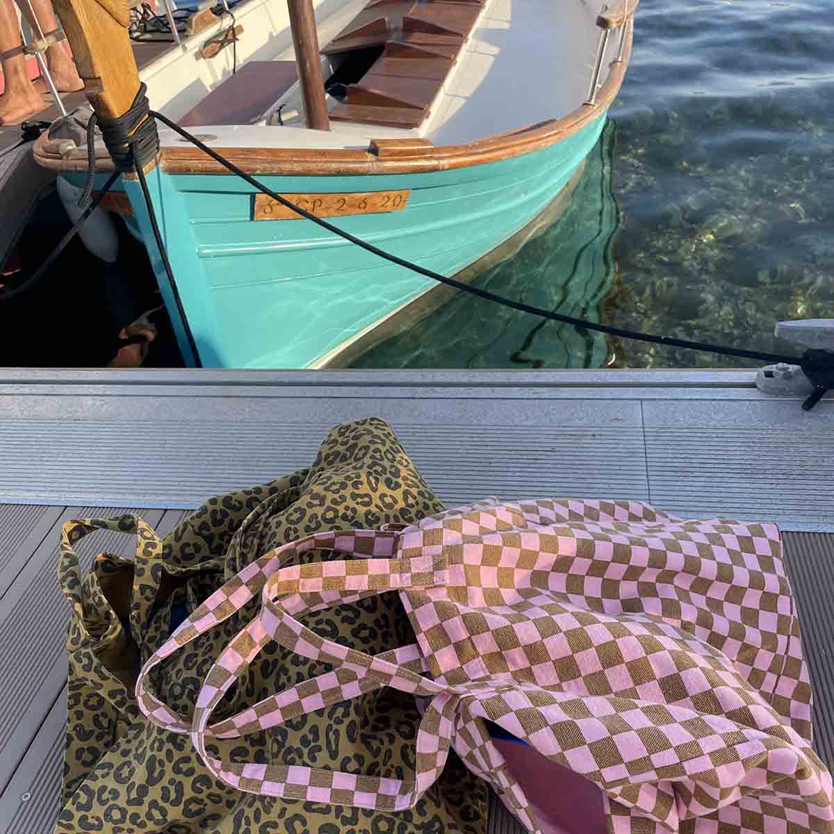 Caramel and Strawberry Checkerboard Elisa Tote Bag