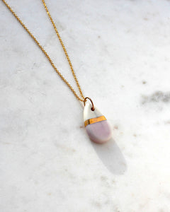 Juno Teardrop Necklace - Aqua or Lilac Glaze: Lilac/Gold