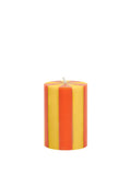 Yellow / Rust Stripe Pillar Candle (small)