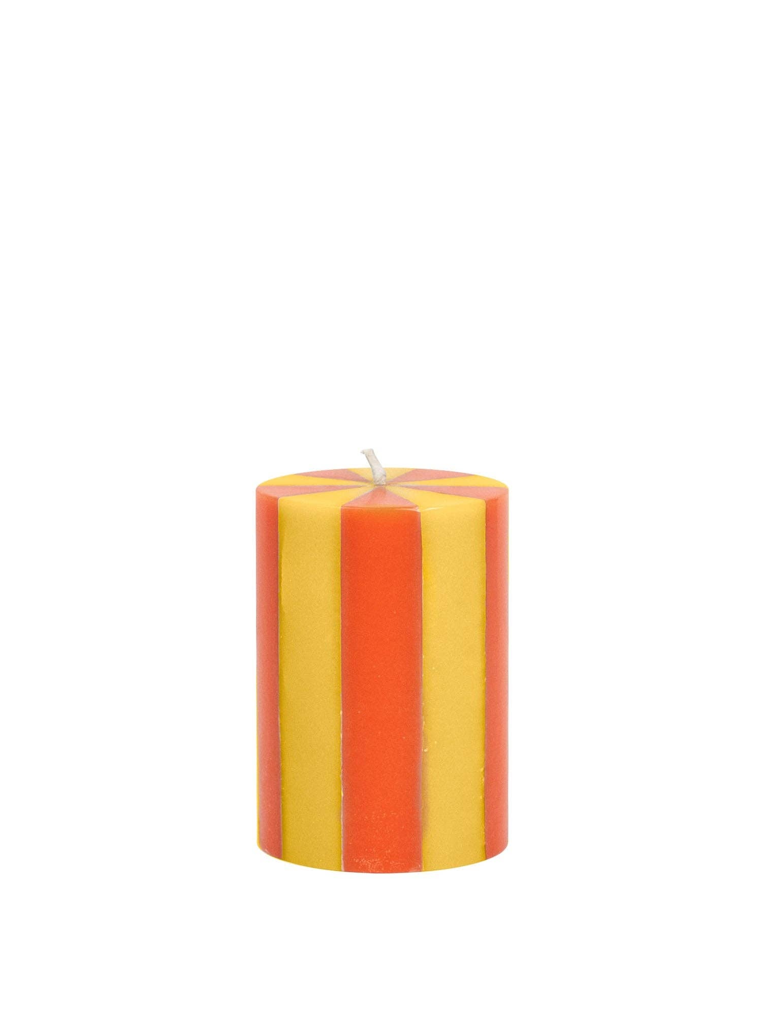 Yellow / Rust Stripe Pillar Candle (small)
