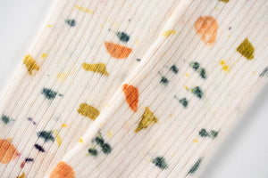 Cream Abstract Bundled Dyed Bamboo Socks