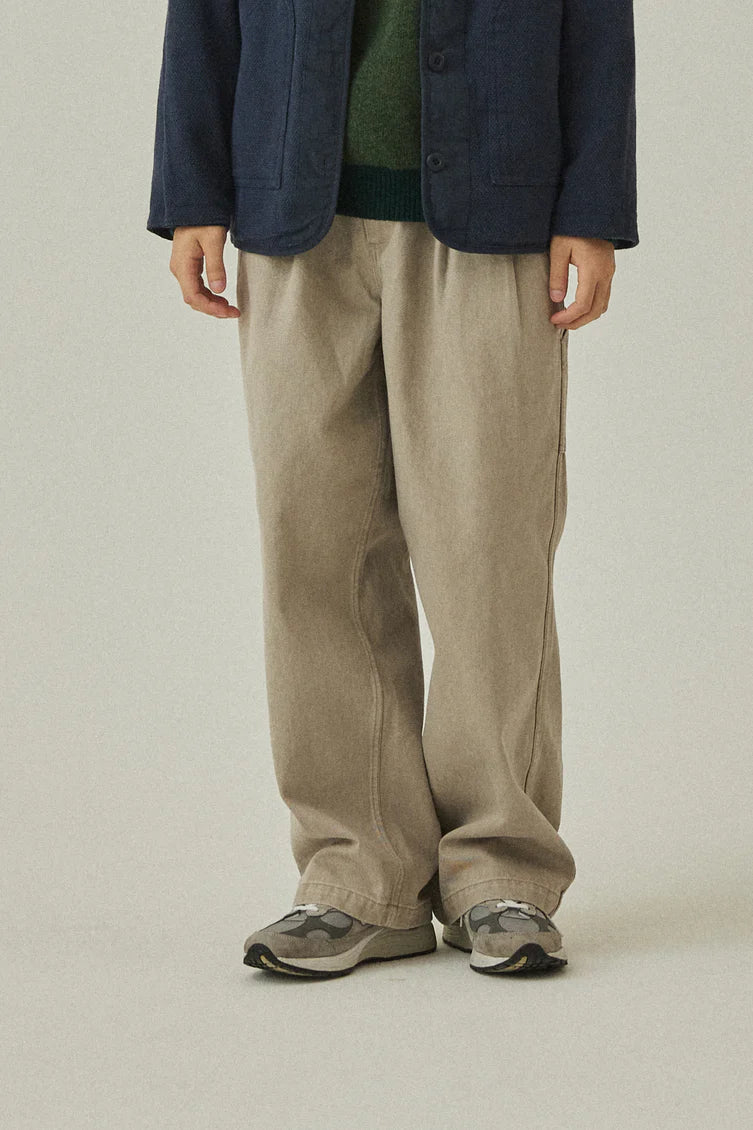 Light Beige Two Tuck Wide Kation Pants