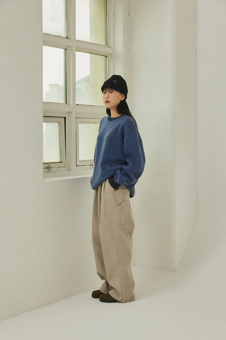 Light Beige Two Tuck Wide Kation Pants