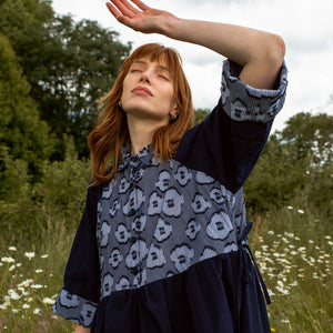 Stripe Bloom Lammas Dress