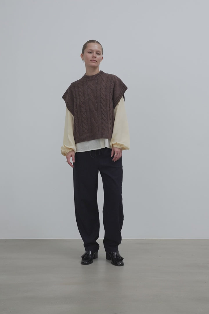 Brown Cable Knit Vest