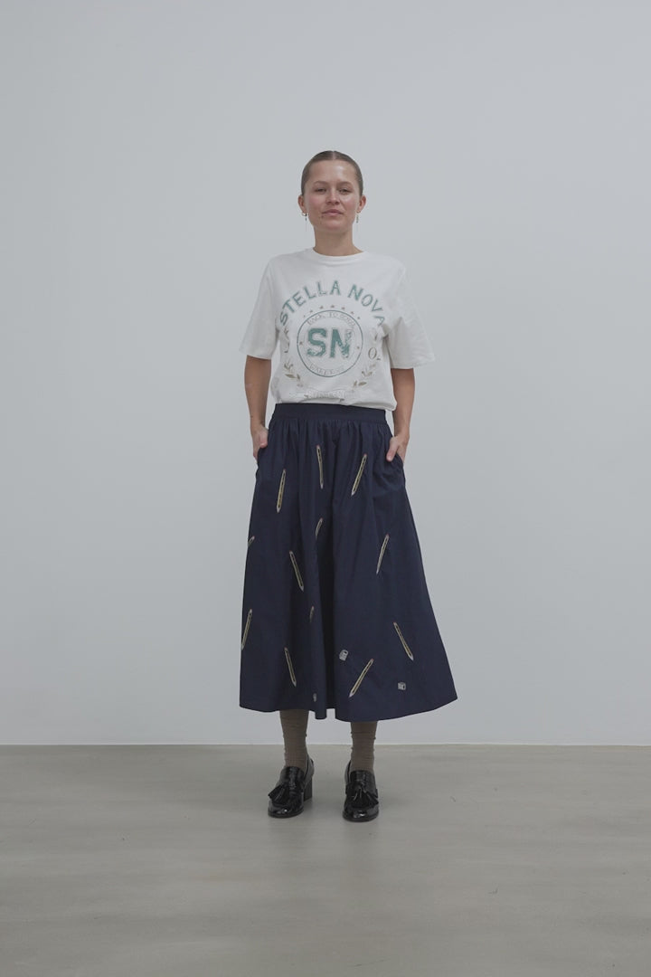 Embroidered Cotton Midi Skirt