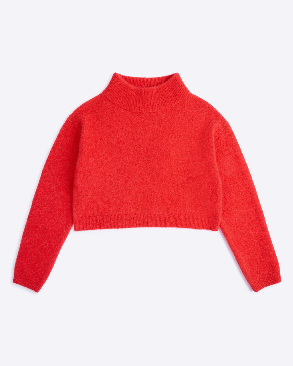 Red Cropped Funnel Neck Jumper -Last One (size Medium)