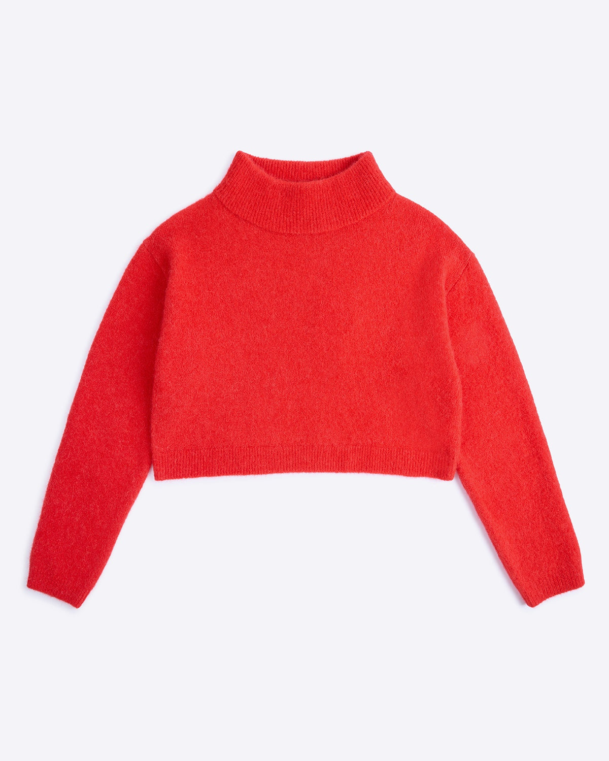 Red Cropped Funnel Neck Jumper -Last One (size Medium)