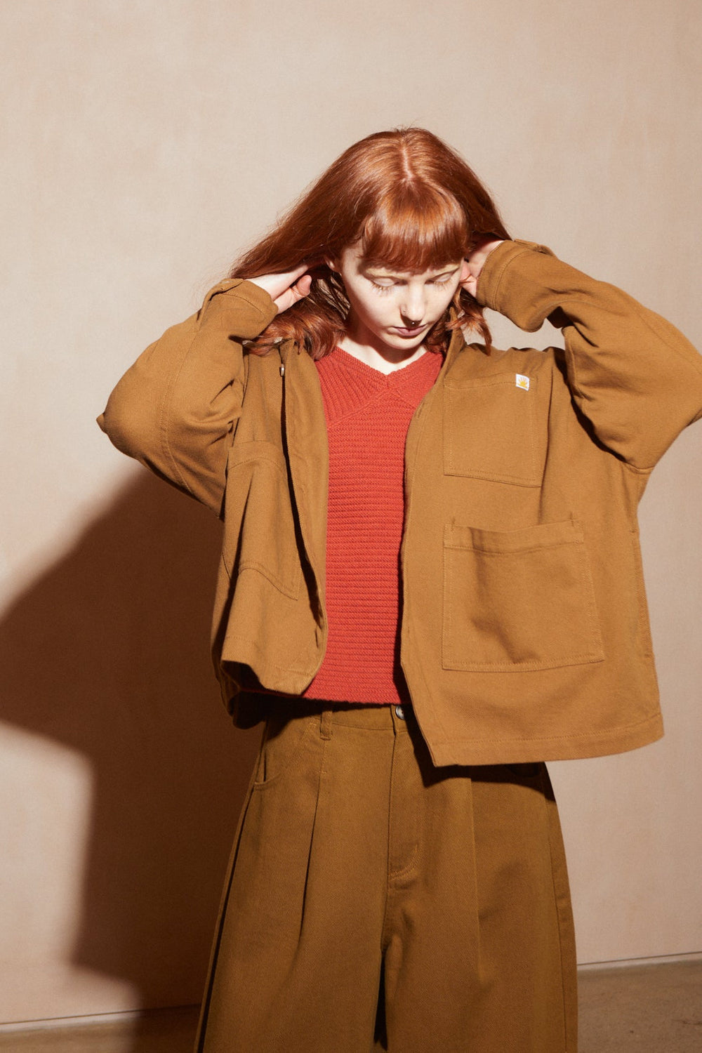 Tobacco Oversized Chore Drill Coat