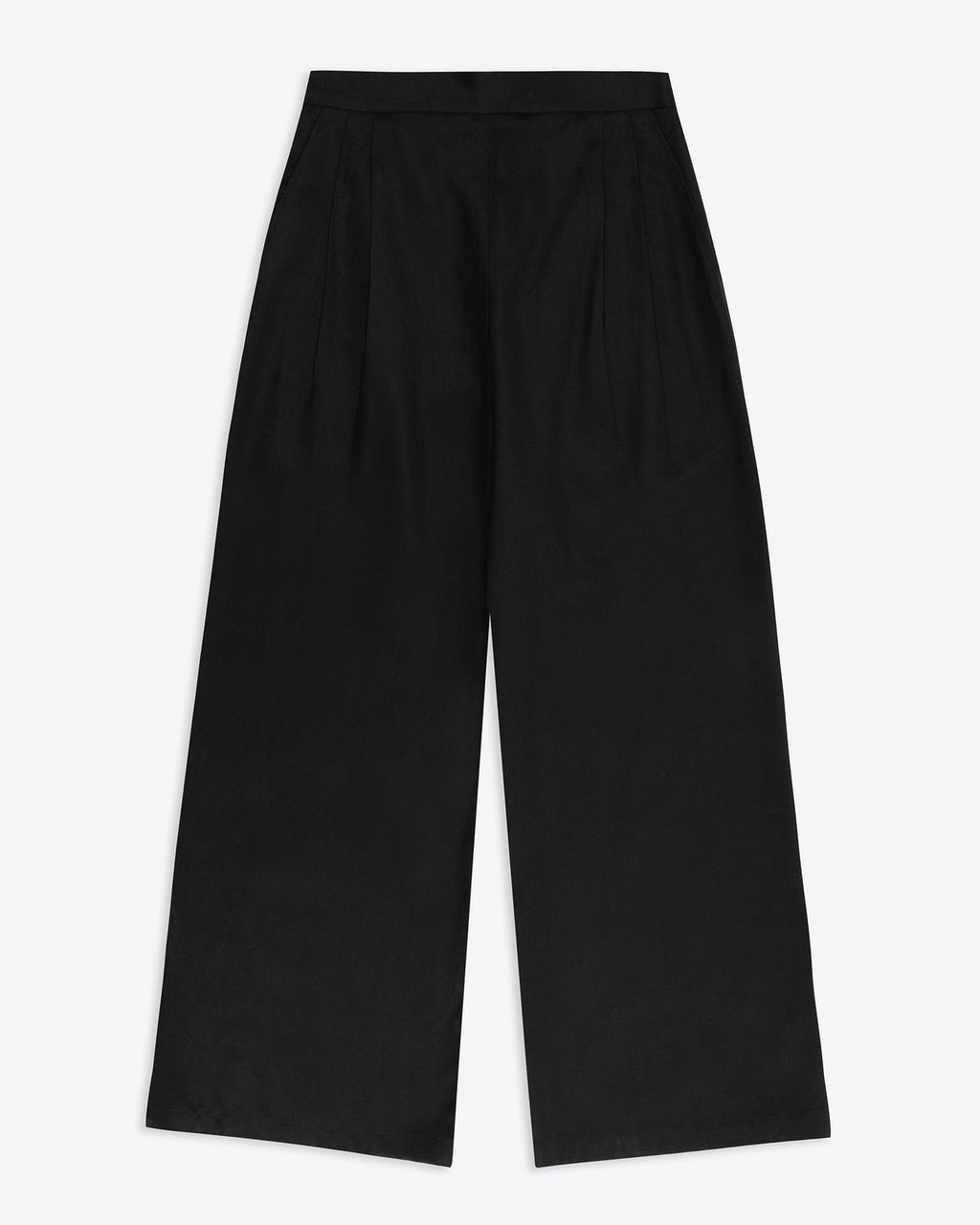 Black Lyocell Wide Trousers