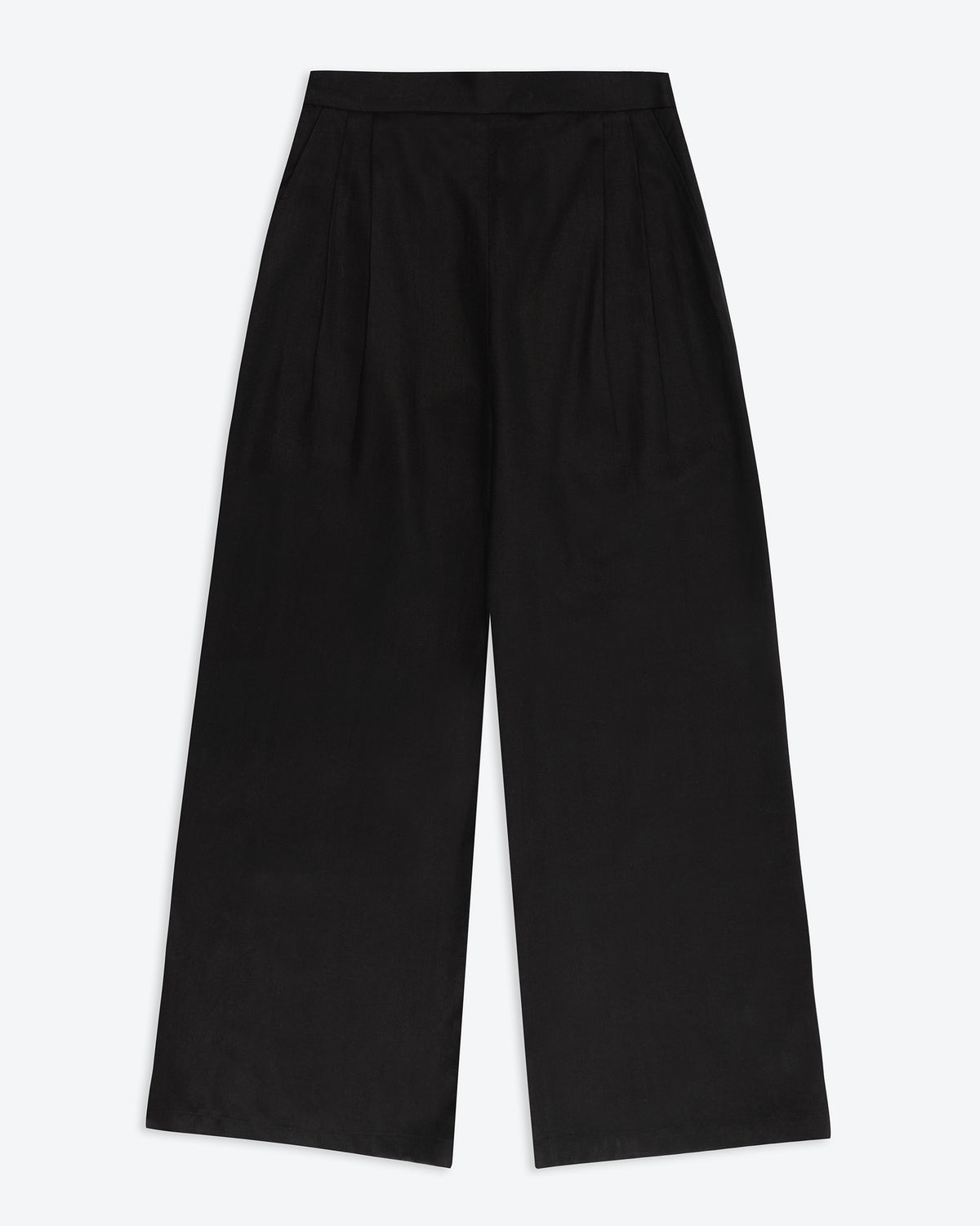 Black Lyocell Wide Trousers