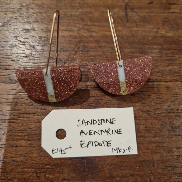 Sandstone, Aventurine and Epidote Earrings