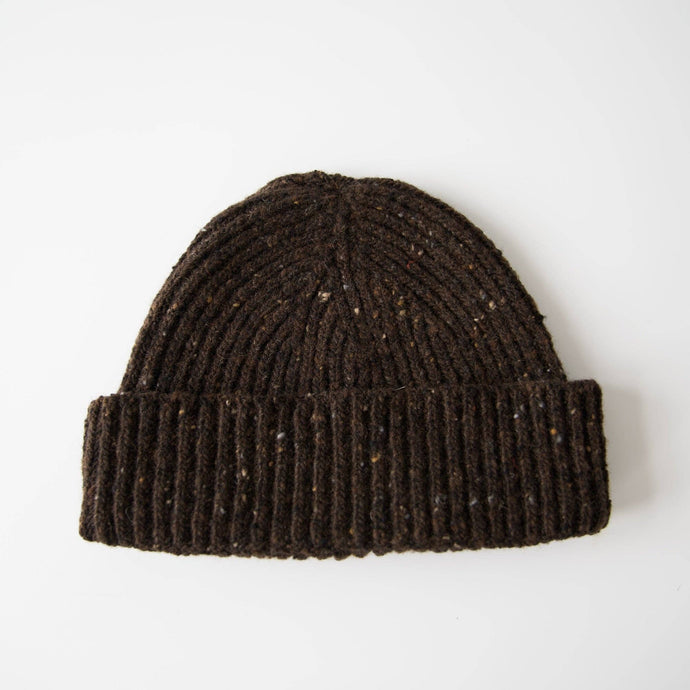 Brown Tweed Ribbed Hat