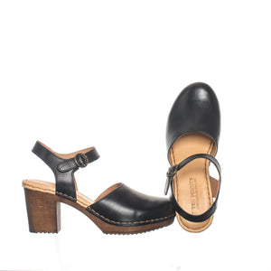 Black Heeled Clogs - Last One (Size 41)