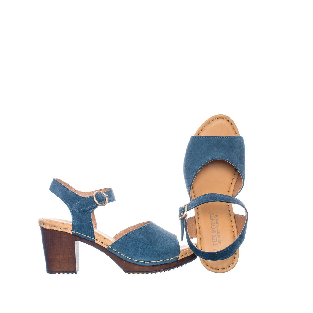 Jeans Peep Toe Heeled Clogs - Last One (Size 41)
