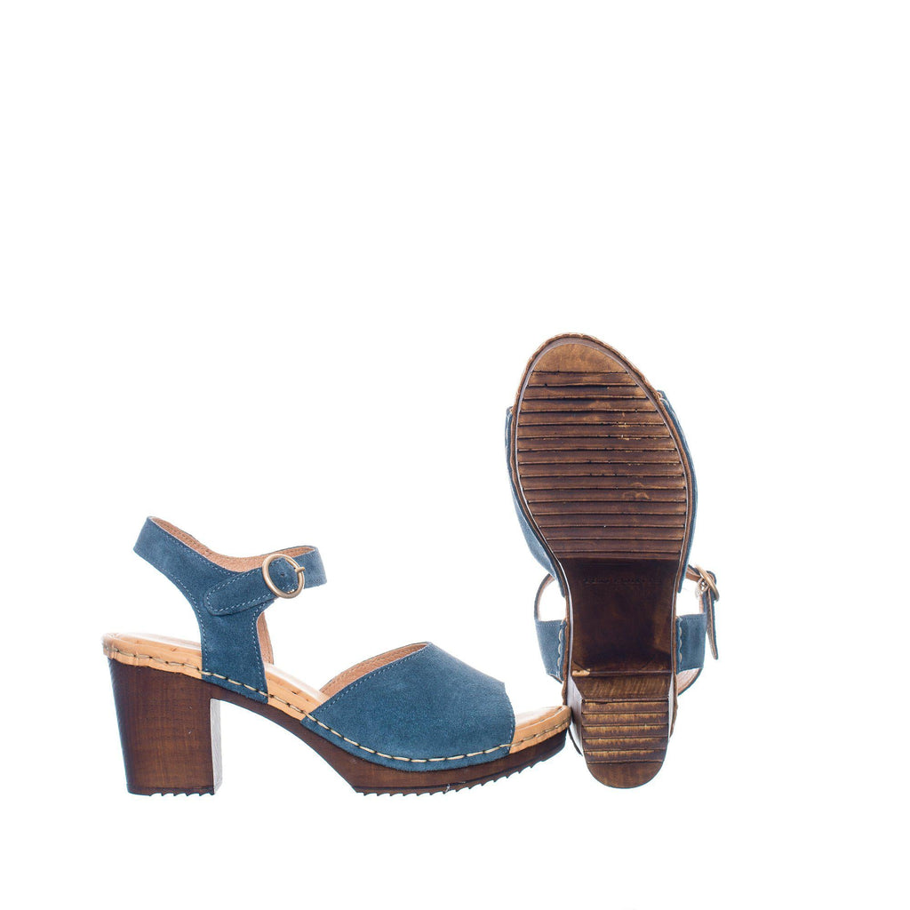 Jeans Peep Toe Heeled Clogs - Last One (Size 41)