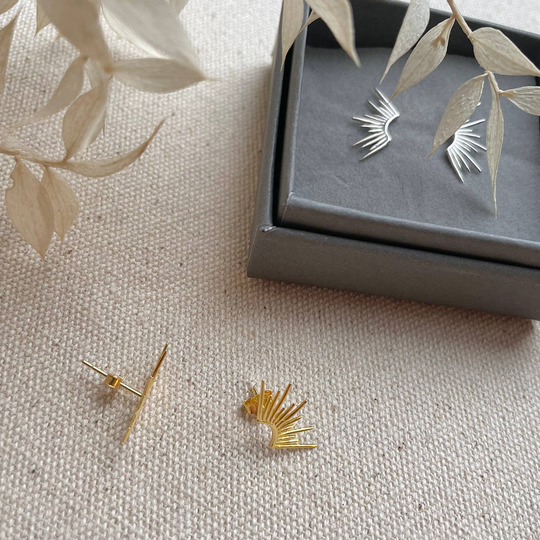 Sterling Silver Sun Ray Studs