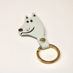 Cream Dog Head Keychain