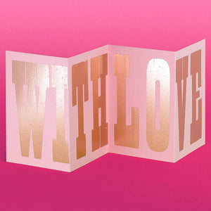 ‘With Love’ concertina wood type card